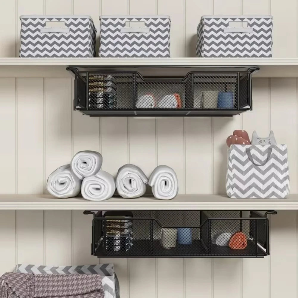 Under-Desk Pull-Out Metal Storage Drawer