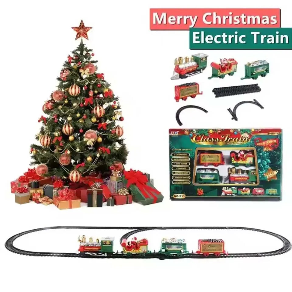 Train de Noël électrique, décoration pour sapin de Noël, circuit ferroviaire avec sons et lumières, train jouet, cadeau de Noël