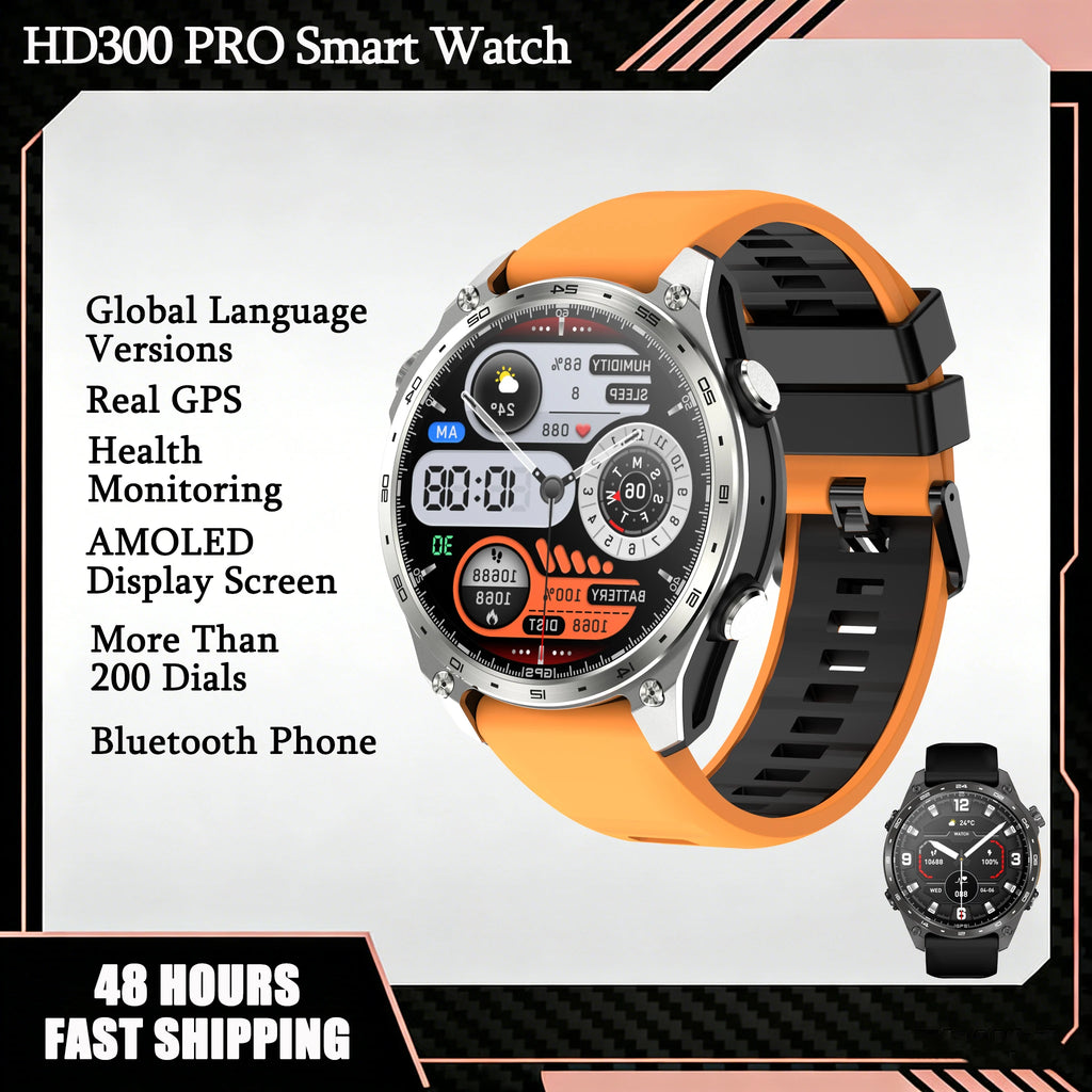 GPS Smart Watch for Outdoor HD300Pro Sports Watch Offline Map 5.4Bluetooth Call Waterproof Health Travel Smartwatch