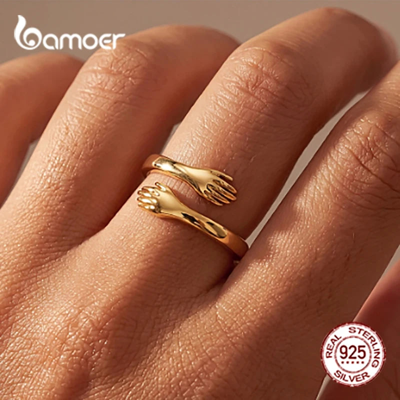 Anello regolabile con motivo famiglia, colore oro, argento o oro rosa