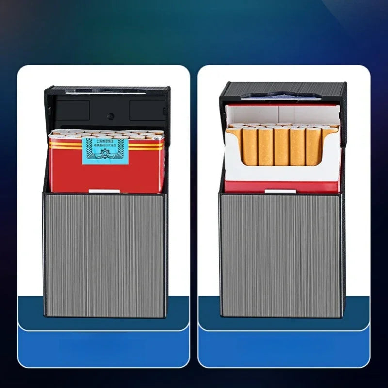 20-Cigarette Capacity Case with Tungsten-Wire Igniter, USB-Rechargeable Lighter, Waterproof and Moisture-Resistant Outdoor Electronic Lighter Gadget