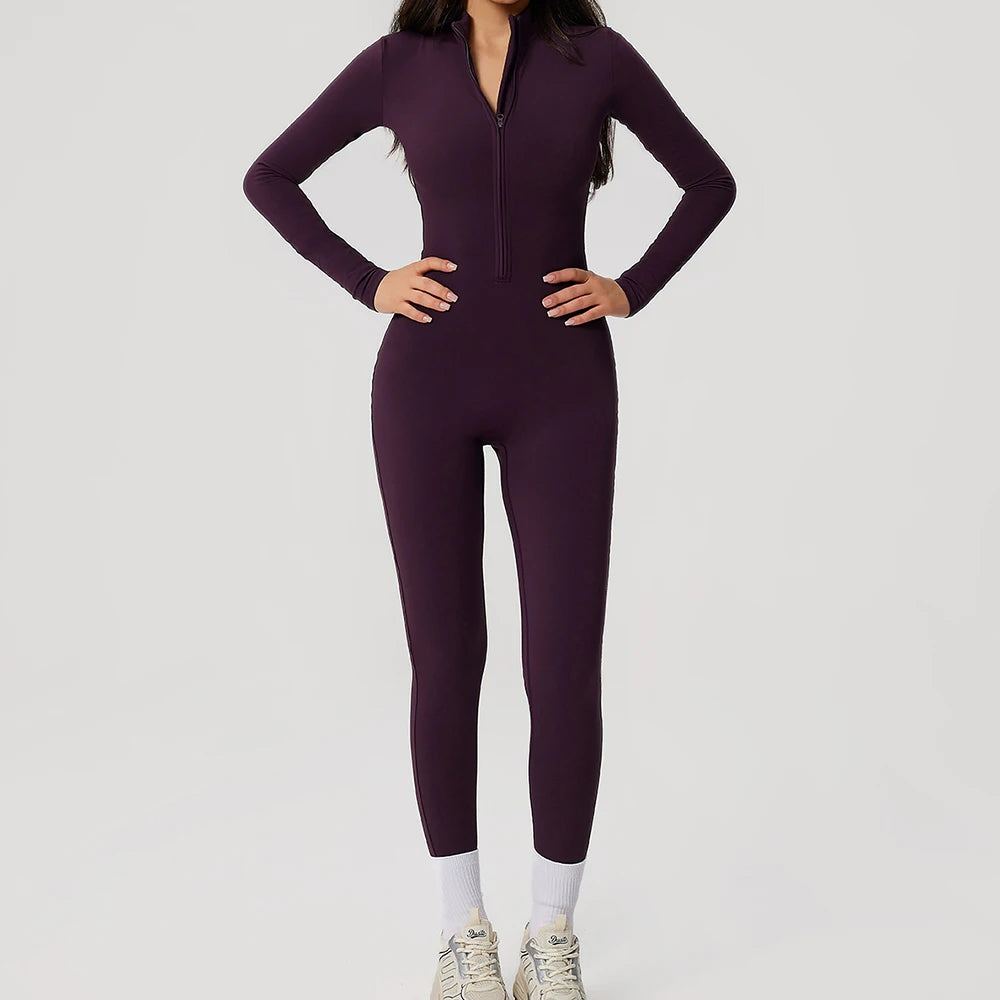 Sportoverall für Damen, langärmelig, mit Reißverschluss