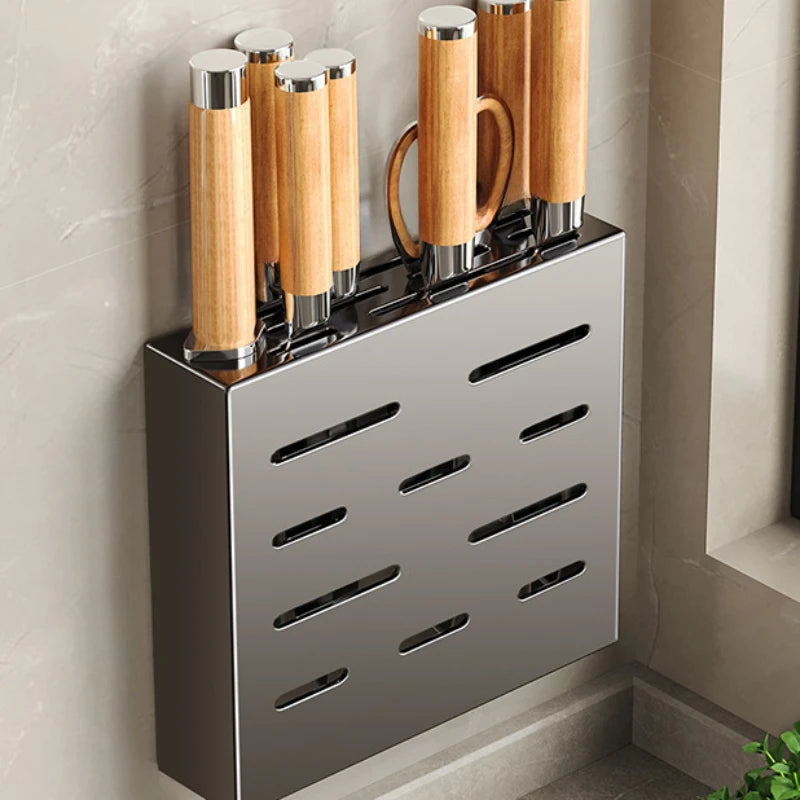 Scatola per riporre coltelli da cucina, portacoltelli, senza fori, scaffale a parete, articoli da cucina, organizer per accessori da cucina