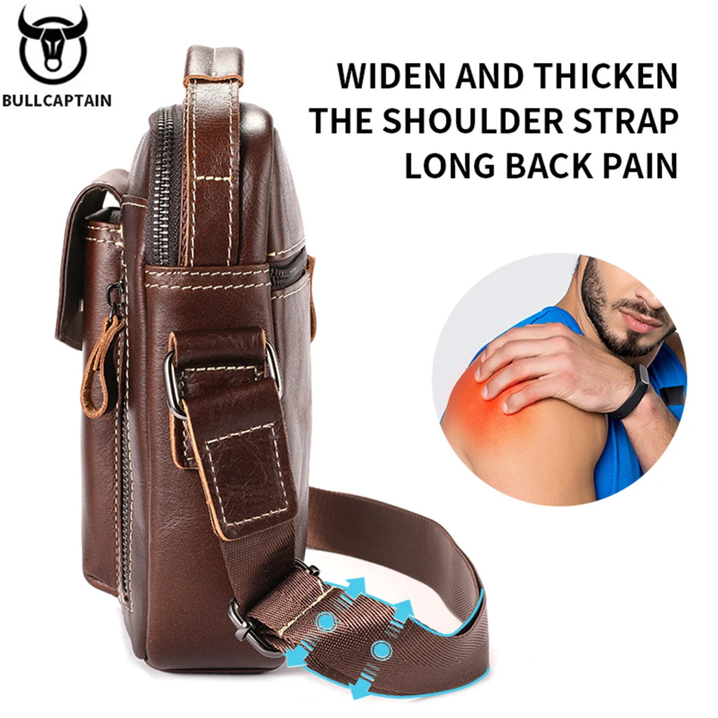 BULLCAPTAIN Genuine Leather Messenger Bag