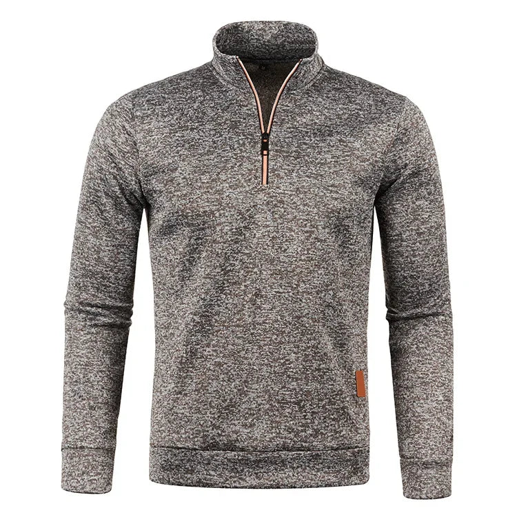 Men Autumn Winter Solid Color Sweatshirts Long Sleeve Half Zipper Stand Collar Pullover for Men Casual Classic Male Clothing