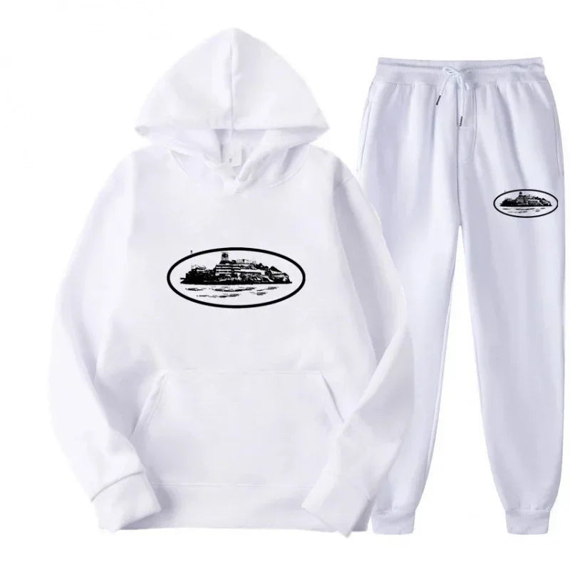 Ensemble sweat à capuche ample unisexe NICE, doublé polaire et imprimé, motif prisonnier diabolique, écologique, doux et confortable, tenue décontractée
