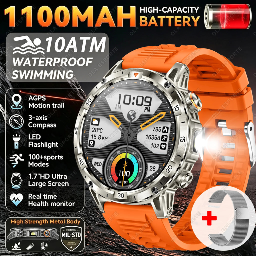 Smartwatch sportivo con chiamate Bluetooth e torcia LED