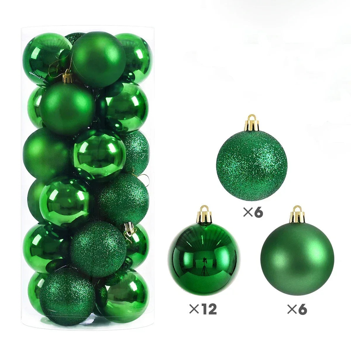 2025 24Pcs 3/4/6CM Christmas Balls Big Ball Christmas Tree Pendant Ornaments for Party Decor New Year Navidad Gifts Accessory
