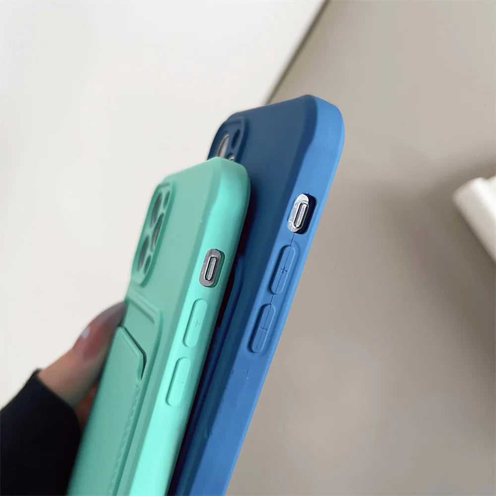 Silicone Wallet Phone Case For Apple iPhone 18 17Air 16 15 14 13 12 11 Pro Max Plus Card Slot Pocket Shockproof Protective Cover