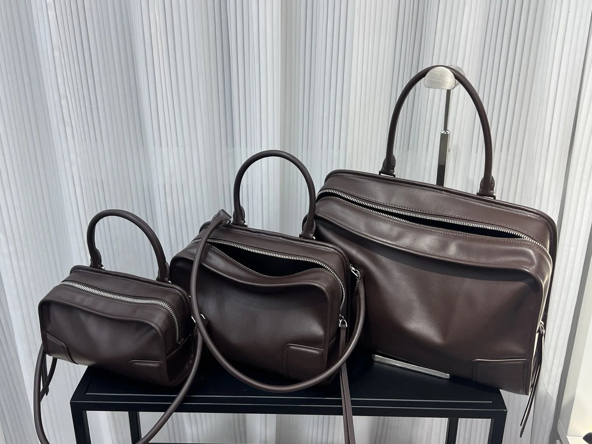 2026 Luxury Brand Design Women Shoulder Bags Top Quality Genuine Leather Women Handbags Fashion Street Style Bowling Bags Woman