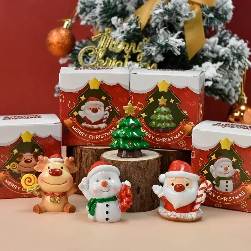 Série de Noël Artisanat Résine Animaux Fête Créatif Mini Sapin de Noël Vieille Fille Enfants Cadeau Mignon Fournitures de Décoration d'Intérieur Décor