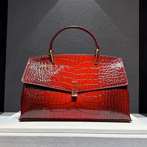 2026 New Genuine Leather Women's Handbags Luxury Fashion Lady Top Handle Shell Bag Crocodile Pattern Shoulder Crossbody Bags