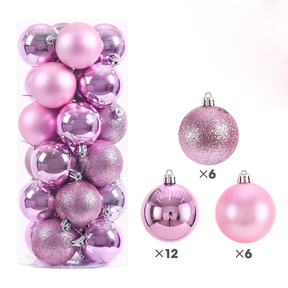 2025 24Pcs 3/4/6CM Christmas Balls Big Ball Christmas Tree Pendant Ornaments for Party Decor New Year Navidad Gifts Accessory