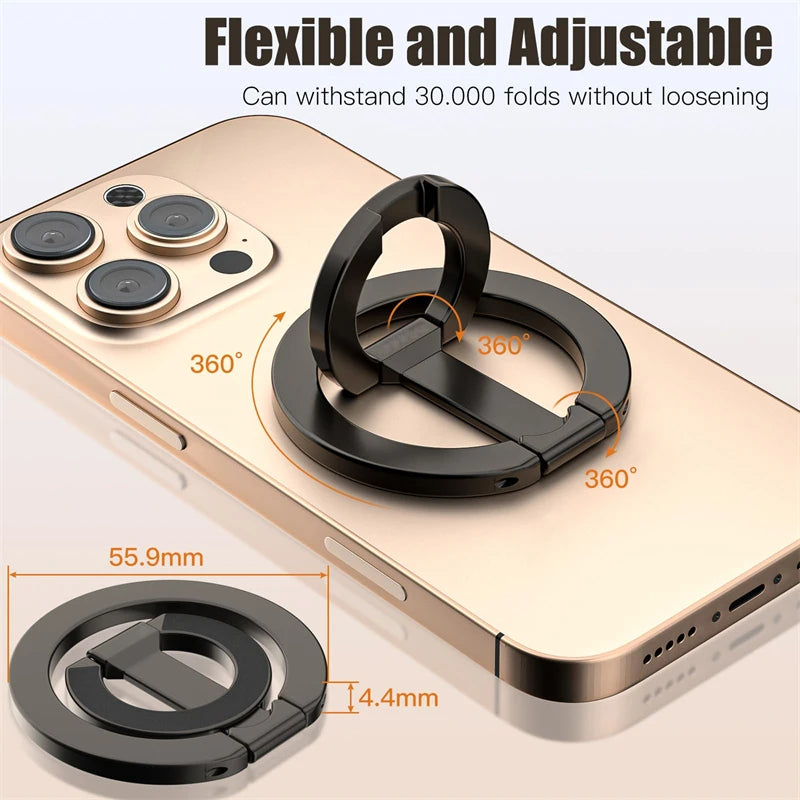Magnet Phone Stand Grip Compatible with Car Mount For MagSafe [Double-Sided Super Magnetic] for iPhone 17/16/15/14/13 Pro Plus