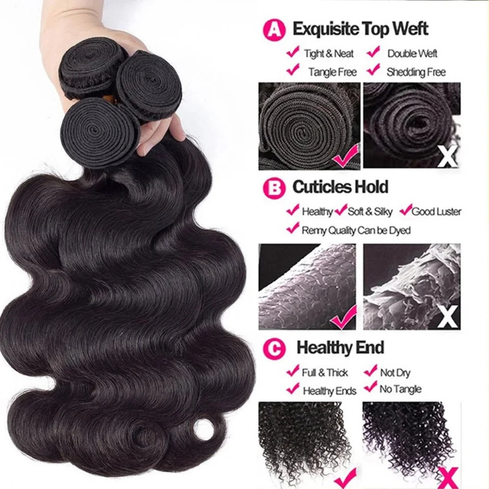 15A Echthaar-Strähnen Body Wave Unbehandeltes Naturbelassenes Echthaar-Extensions Echtes Welliges Haar Echtes Welliges Haar-Strähnen Body-Wave-Strähne Echthaar Doppelweft