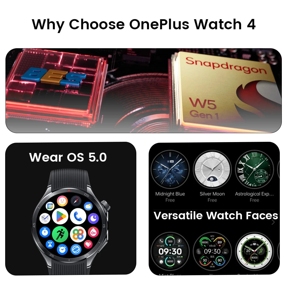 OnePlus Watch 4 titanium smartwatch with LTPO OLED display
