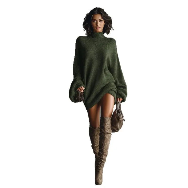 Damen-Strickkleid mit Rollkragen