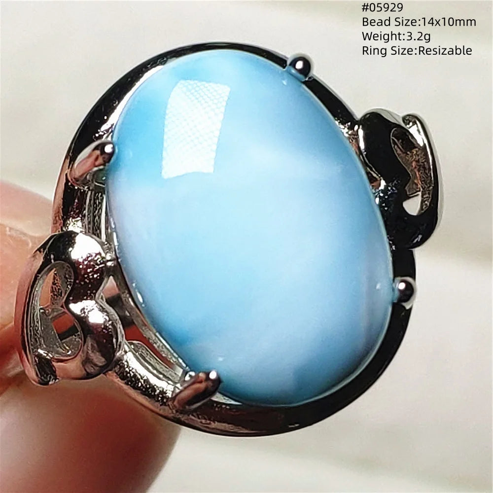 Anello regolabile in argento 925 con larimar