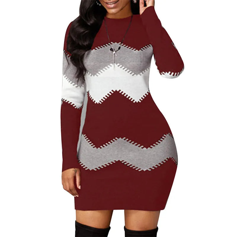 Mini abito in maglia da donna a collo alto