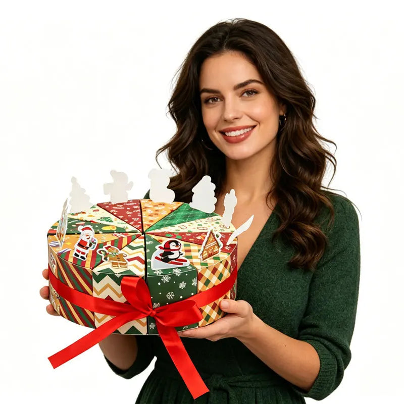 Teilbare Geschenkbox in Kuchenform zu Weihnachten, kleine Geschenkverpackungen für Süßigkeiten, teilbare Leckerli-Geschenkboxen für die Weihnachtsparty