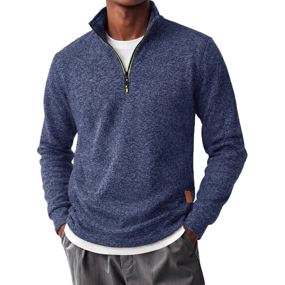 Autumn Men's Casual Sweatshirt Stand Collar Half Zipper Long Sleeve Fashion Simple Style Pullover Male Classic Dailywear