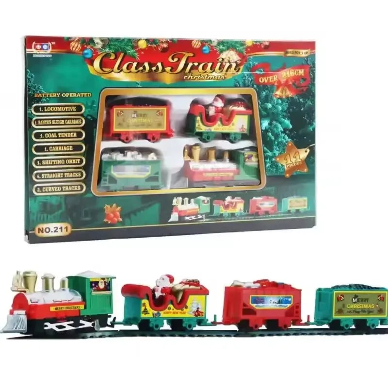 Train de Noël électrique, décoration pour sapin de Noël, circuit ferroviaire avec sons et lumières, train jouet, cadeau de Noël