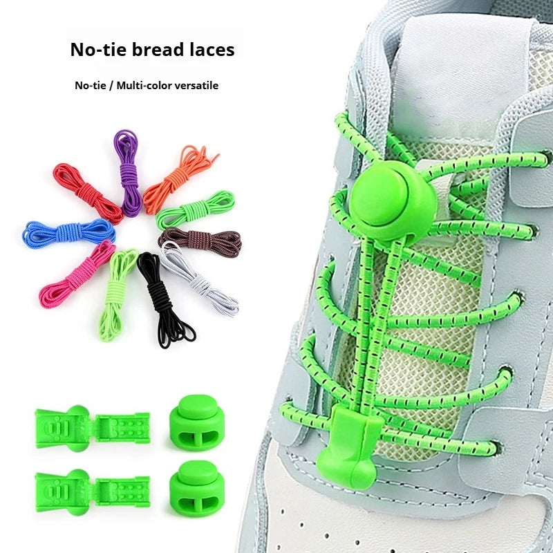 1 kit de lacets élastiques à bouton poussoir, extensibles et sans nœuds, pour chaussures de course, baskets et chaussures de sport, adultes et enfants