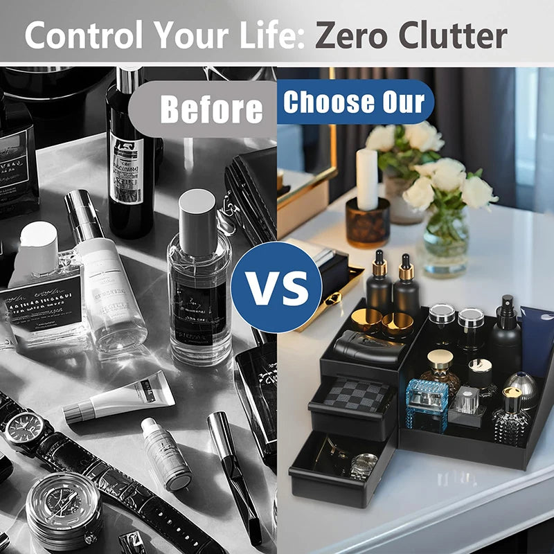 Organisateur de plan de toilette avec tiroirs, organiseur de parfums pour homme, porte-parfums pour coiffeuse, présentoir à parfums,