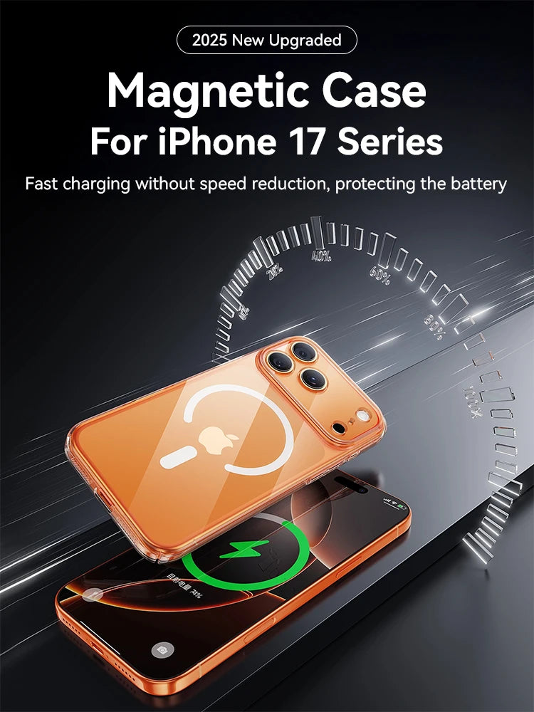 Joyroom Magnetic Case For iPhone 18 Pro Max Case No Yellowing Transparent Cover For iPhone 18 Pro Wireless Charger Thin Cover
