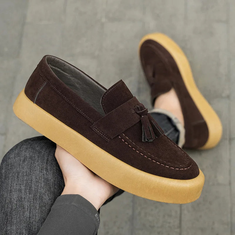 Herren-Loafer mit Quasten, Herbst, Ganzjahresmodell, britischer Stil, modische Freizeitschuhe, trendige Plateauschuhe, rutschfeste vulkanisierte Schuhe