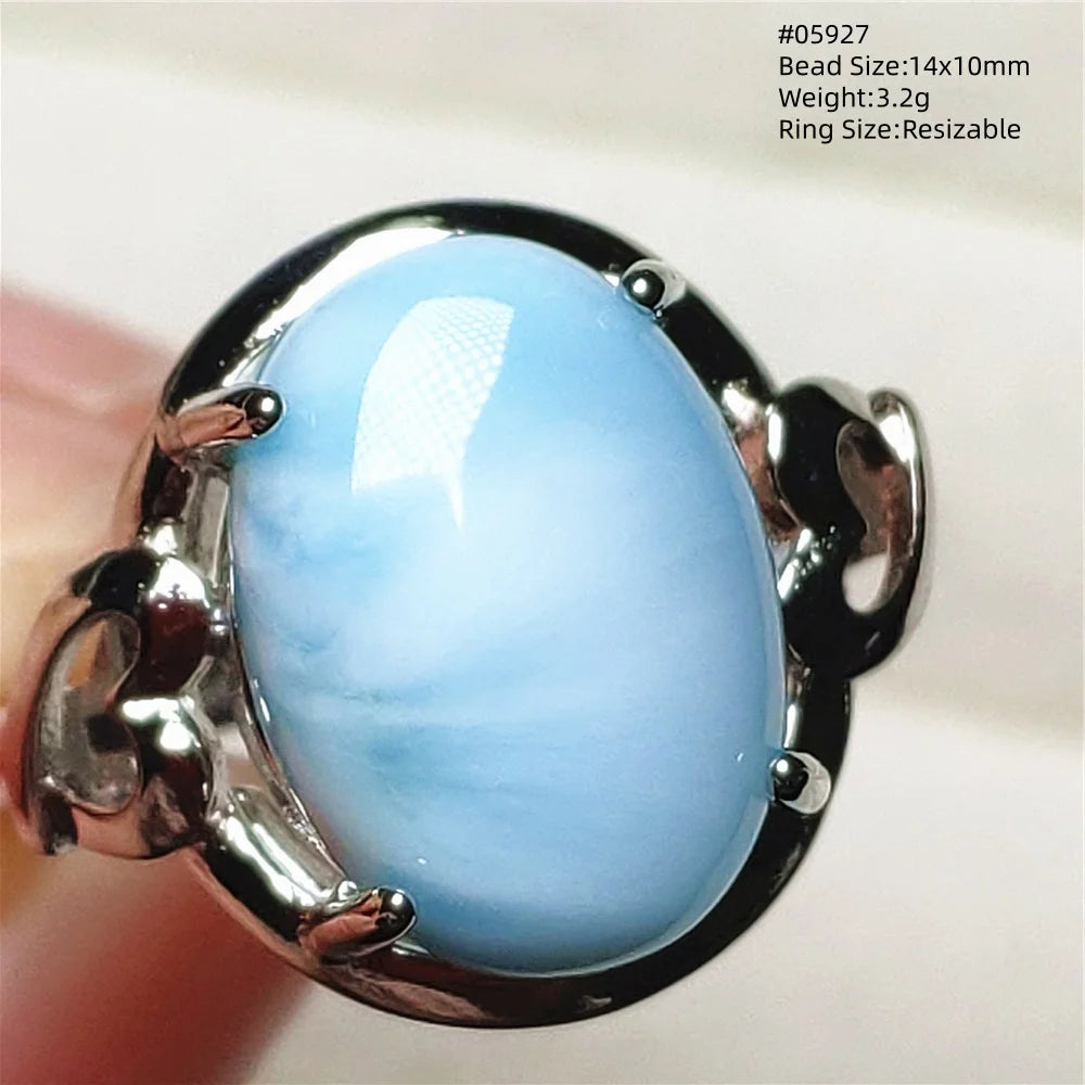 Anello regolabile in argento 925 con larimar