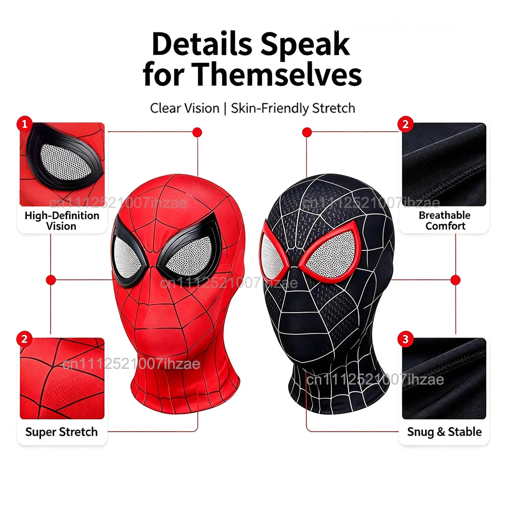 1/2 Stück Spiderman-Atemschutzmasken, hoch elastische Maske mit lustigen Spinnenaugen, für Erwachsene und Kinder, Cosplay, Party, Halloween-Kostümzubehör