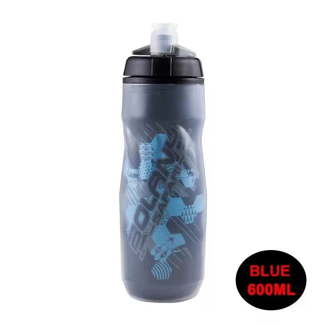 Botella de agua para bicicleta Bolany 600ml ligera para montaña de PP5 de doble capa con protección térmica y para hielo, equipo de copa para deportes al aire libre