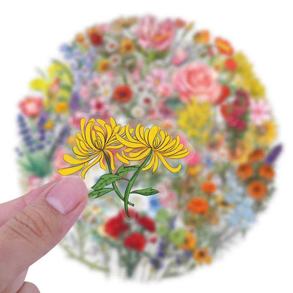 60 pegatinas de flores transparentes, pegatinas de grafiti, pegatinas estéticas para diario DIY, funda de teléfono, álbum de recortes hecho a mano