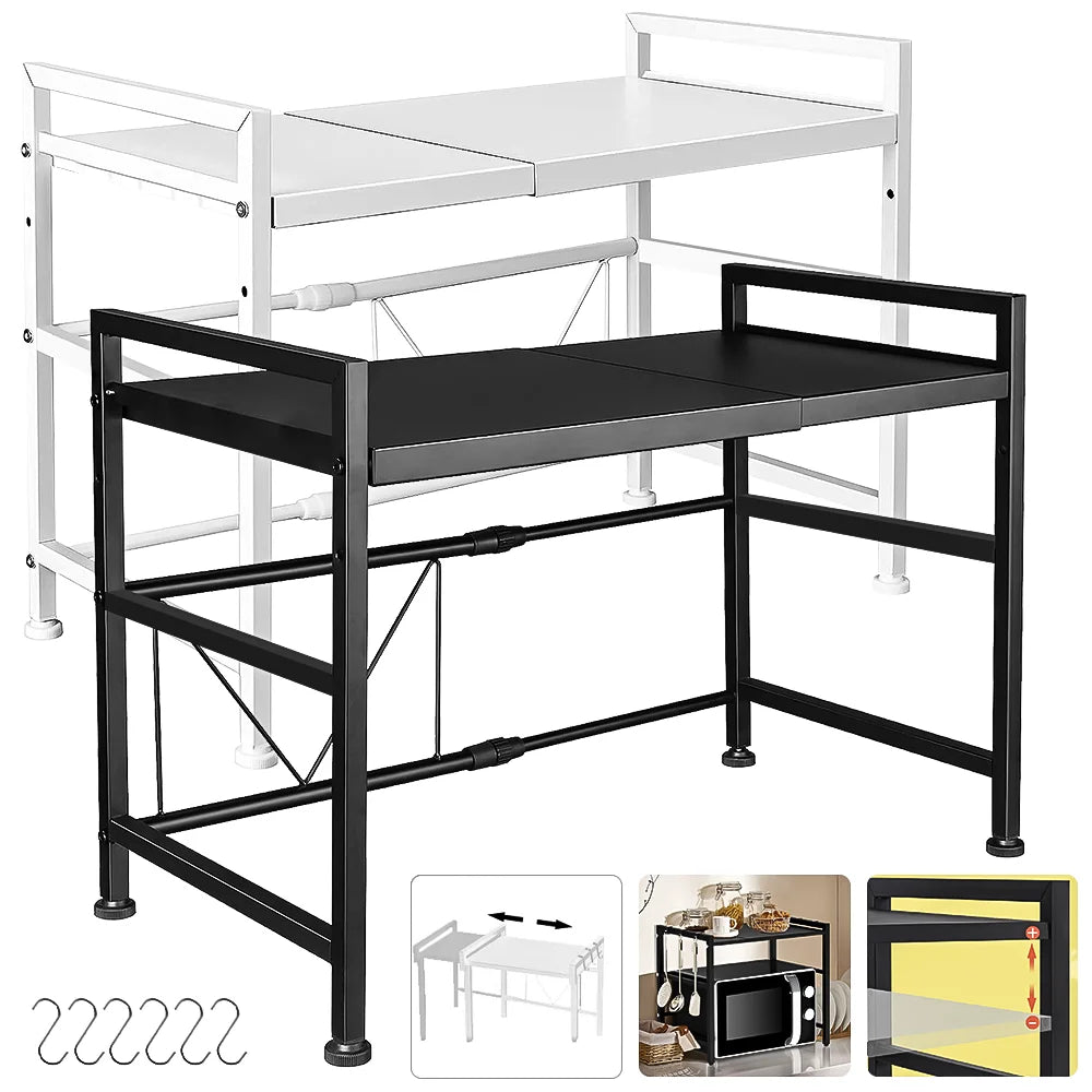 Étagère de rangement pour four à micro-ondes à deux niveaux, extensible, à poser sur le plan de travail, accessoires de cuisine