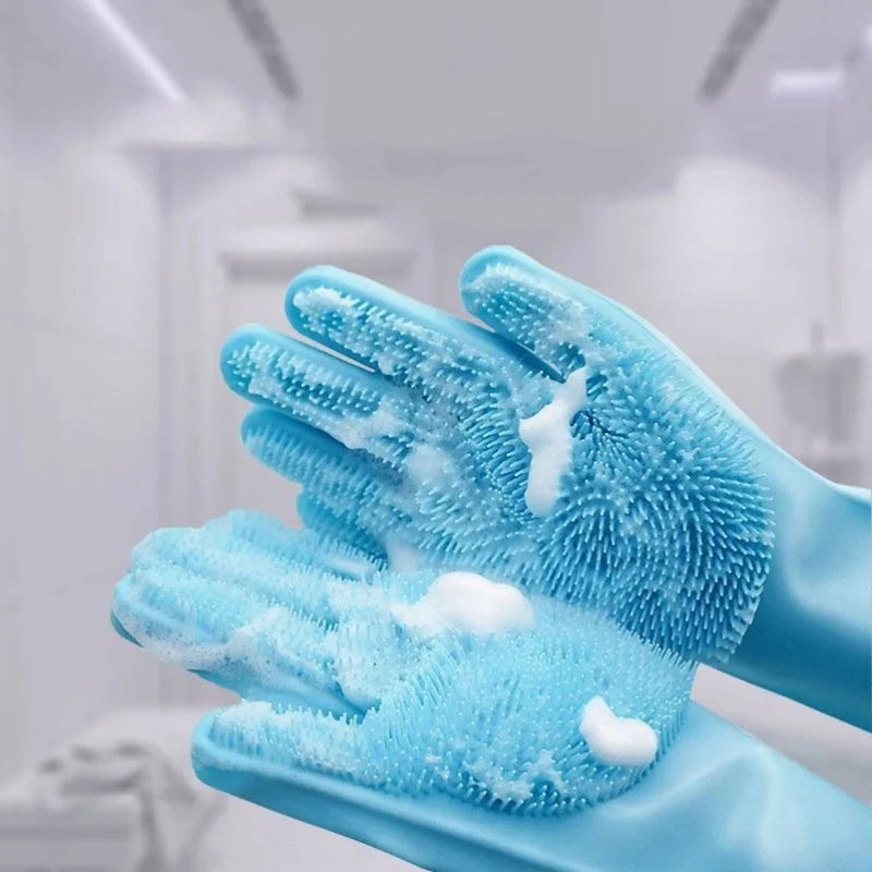 Gants de toilettage pour chiens et chats, gants de lavage en silicone avec brosse pour shampooing, gants de nettoyage pour vaisselle et épilation, multifonctionnels