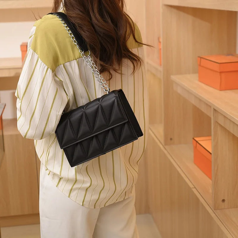 New Arrival Women Quilted Chain Bag, Elegant Classic Flap Shoulder Crossbody Bag, Luxury Office Work Handbag Daily Purse