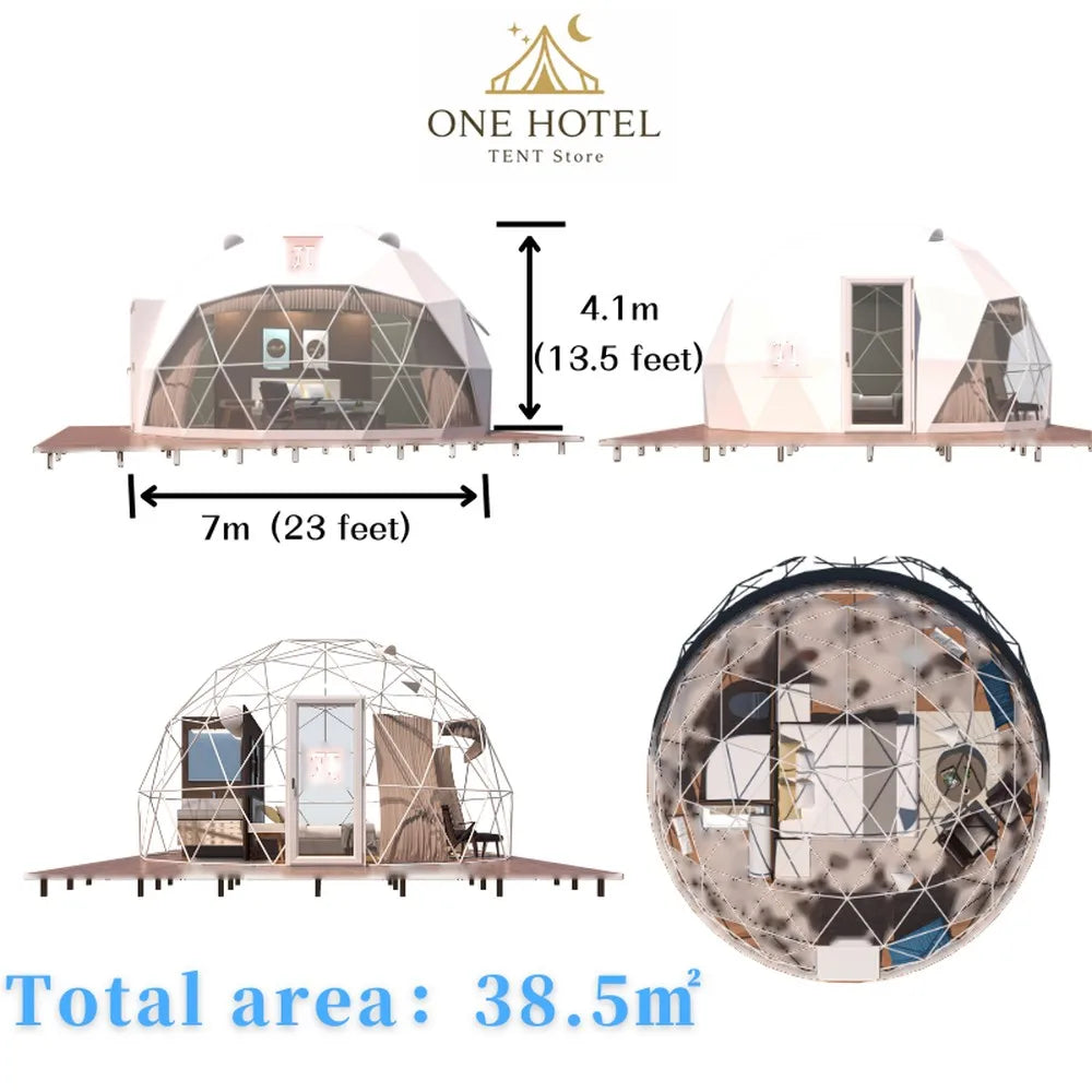 Commercial Luxury Glamping Geodesic Dome Tent Resort Weatherproof PVC 4 Season Customizable Resort Hotel Campsite Lodge Shelter