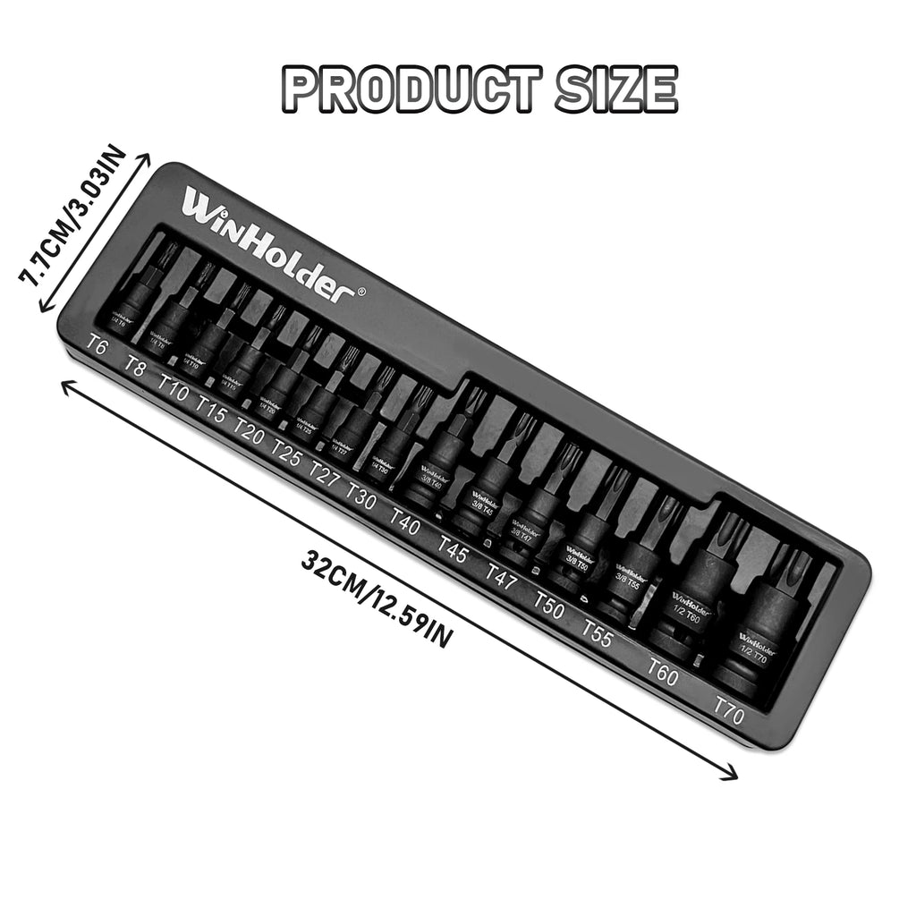 Juego de 15 vasos con puntas Torx de impacto, accionamiento de 1/4", 3/8" y 1/2", herramientas en pulgadas, puntas TRX-Star T6 a T30 para kit de reparación de garaje