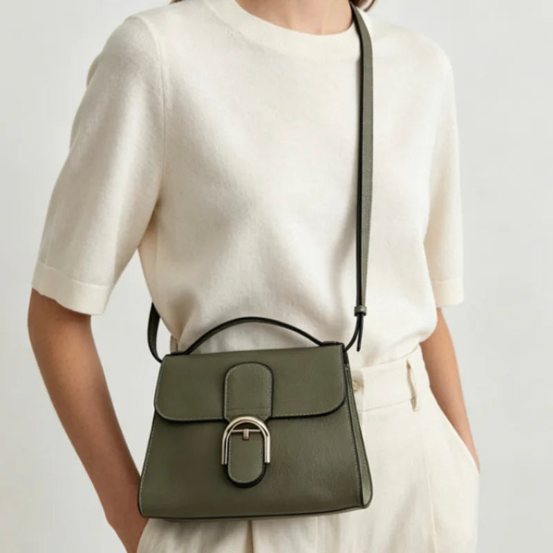 2026 New Clasp closure Saddle Bags Women Luxury Brand Designer Shoulder Bag Autumn Winter Fashion Elegant Commute Handbags