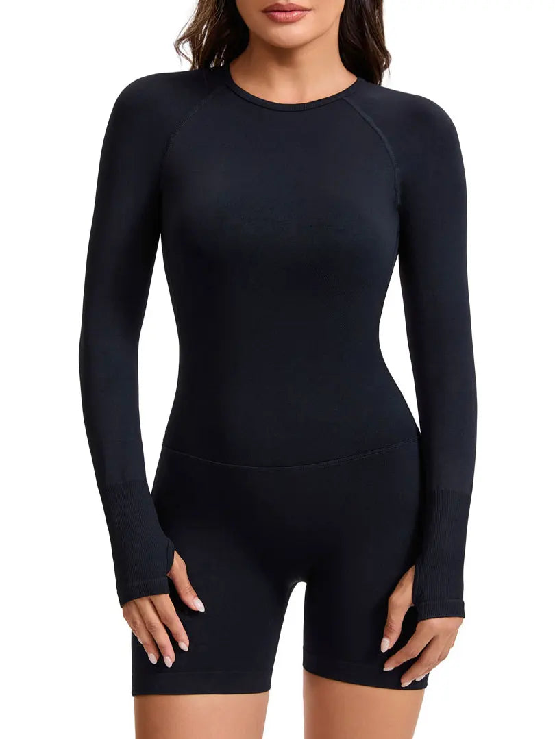 Sportoverall für Damen, langärmelig, offener Rücken