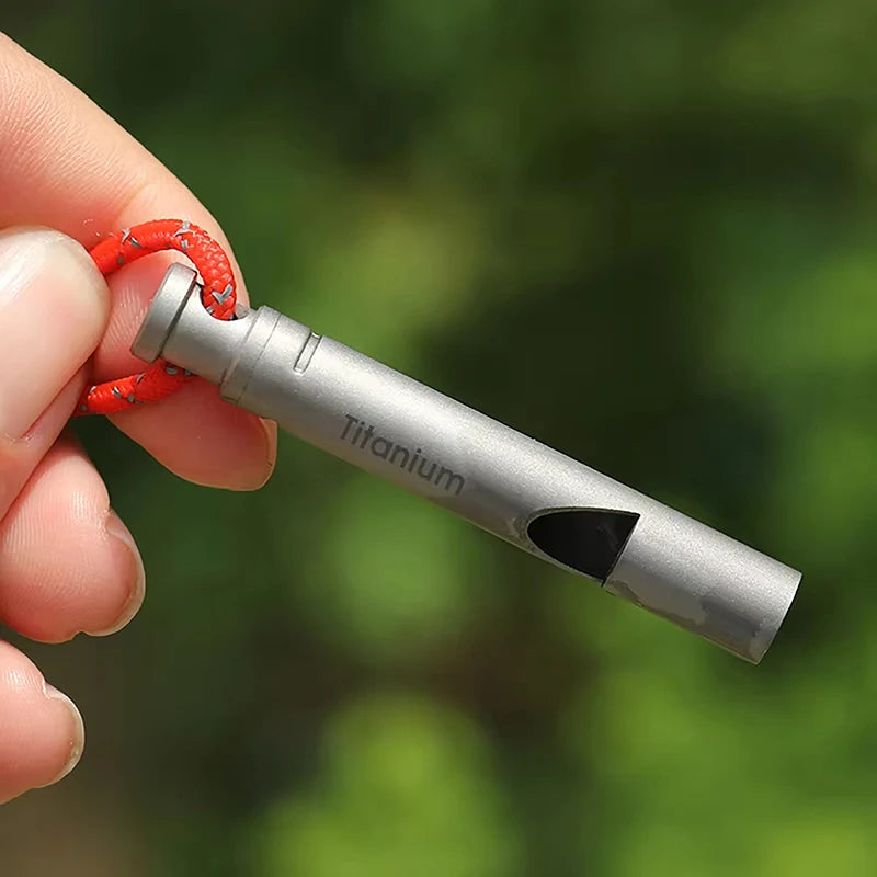 Tiartisan Titanium Emergency Whistle With Lanyard Outdoor Camping Exploring Portable Loud Survival Whistle Ultralight Edc Tools