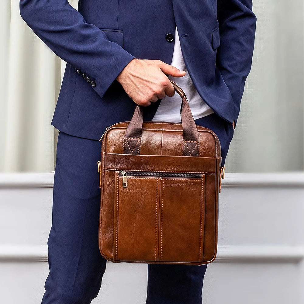 WESTAL Genuine Leather Messenger Bag for 13.3-Inch Laptop