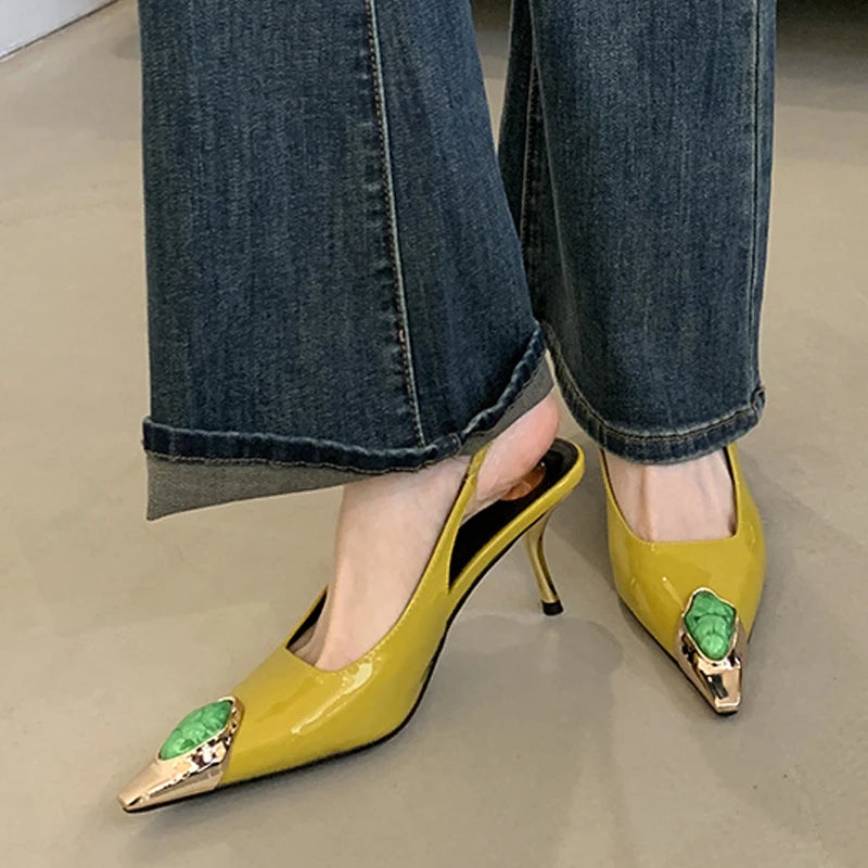 Décolleté donna Liyke slingback lucide con decoro