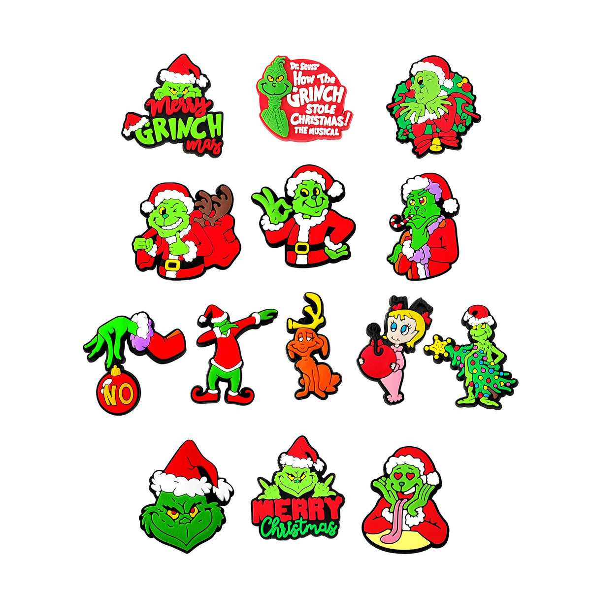 9-22 piezas de adornos navideños verdes de dibujos animados para zuecos, sandalias, zapatos de jardín, accesorios, hebillas, regalos para fiestas infantiles