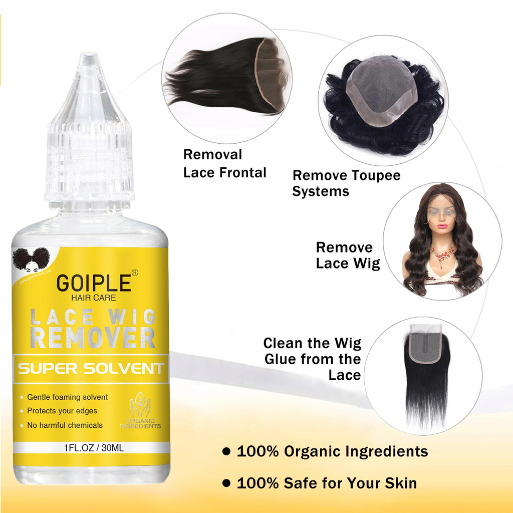 Kit de pose et de dépose pour perruque Lace Wig GOIPLE, 9 pièces avec spray de maintien, dissolvant d'adhésif, cire de contrôle des bordures, brosse, bande élastique et bonnets à perruque