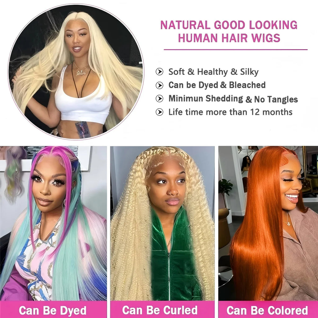 613 Straight Human Hair Bundles, 12A Unprocessed, 16, 18, 20 Inch, Blonde Human Hair Straight Weave Bundles Deal, 613 Straight Double Strong Weft Extensions, 613 Human Hair, 1/3/4 Bundles for Black Women