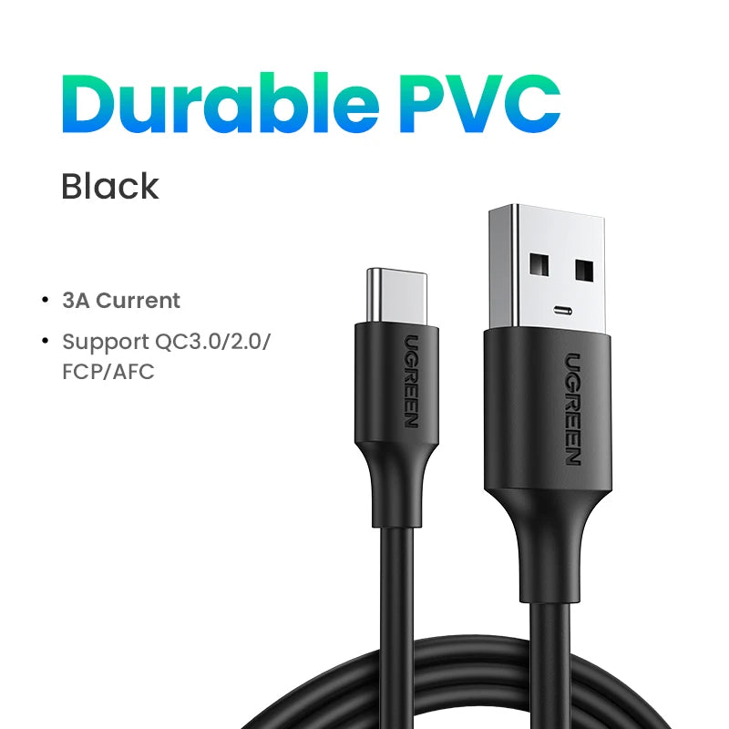 UGREEN 3A USB C Type C Cable for iPhone 18/17/16/15 Xiaomi Poco Samsung 18W Charging Wire USB2.0 Data Cord Carplay QC3.0 0.25-3M