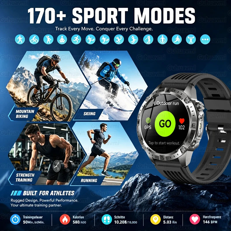 GPS Outdoor Smartwatch with Compass and Offline Map Feature