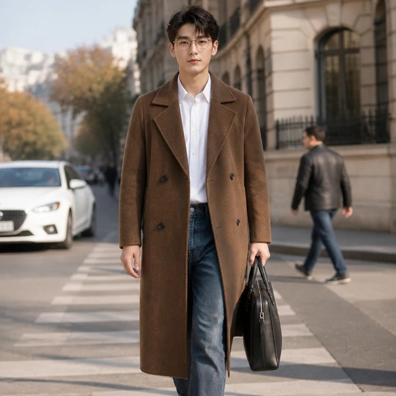 Jueqi Double-sided Wool Coat Men's Business Woolen Coat Mid-length Autumn and Winter New Woolen Coat